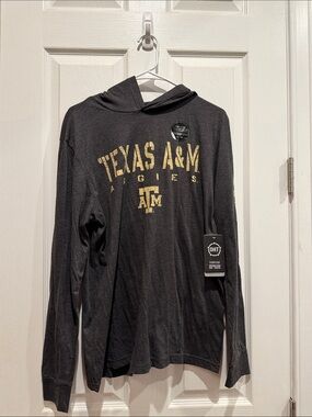 Colosseum Texas A&M Black Long-Sleeve Hooded Tee with Gold Logo